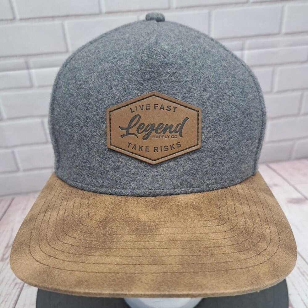 New, Legend Supply Co. Grey Wool Leather, Live Fast Take Risk-Logo, Belt/Strap